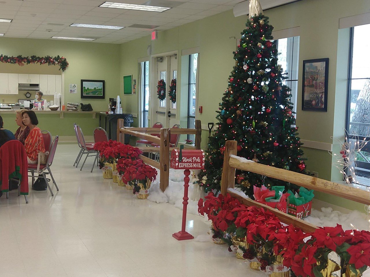 A Christmas tree was among the attractions at the reopening of the Katy Fussell Senior Center.